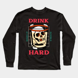 Shot Glass Skull Tattoo Double Shot Heavy Drinker Drinking Long Sleeve T-Shirt